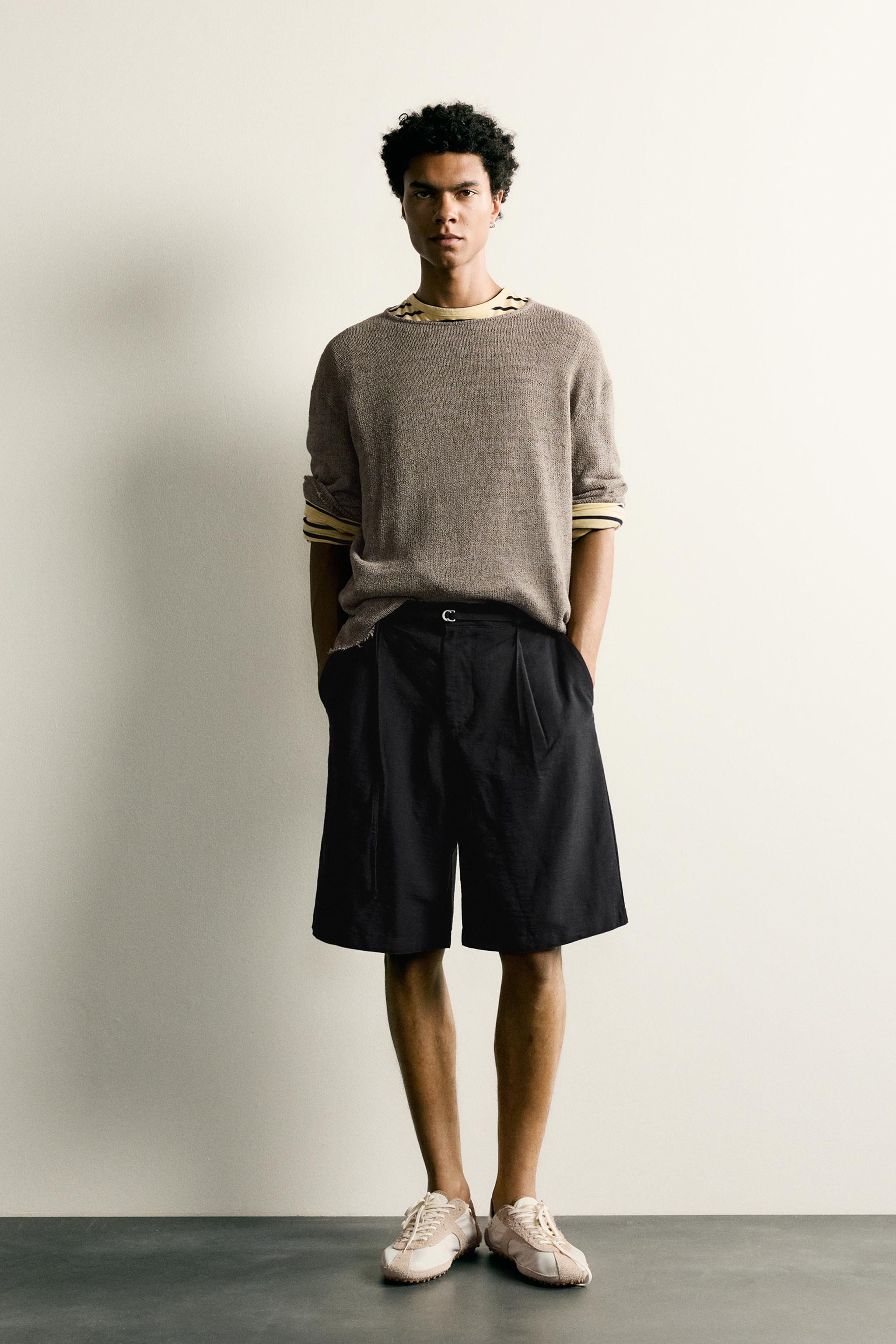 RELAXED FIT BELTED PLEATED SHORTS